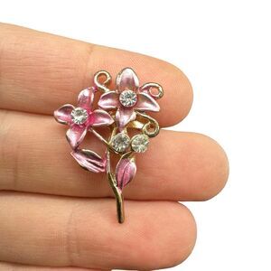 Vintage Pink Flower Brooch, Floral Jewelry
